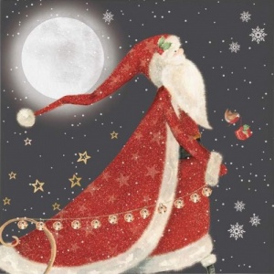 Red Starry Santa Christmas Card