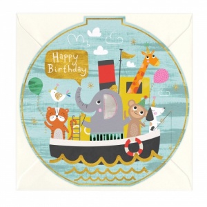 Animals On A Boat Birthday Card