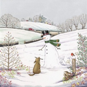 Snowman & Dog Christmas Card
